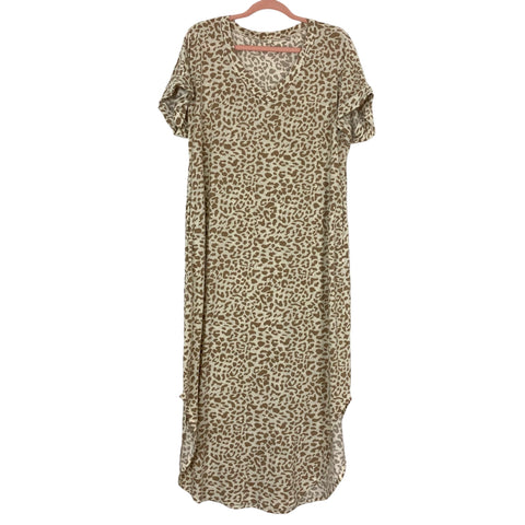 La Miel Animal Print V-Neck Round Hem Dress- Size L