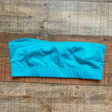 Missguided Aqua Ribbed Bandeau Top- Size 4