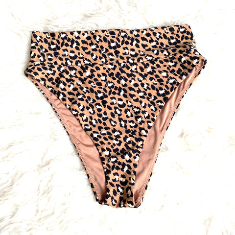 Aerie Leopard High Cut Cheeky Swim Bottoms- Size L (BOTTOMS ONLY)