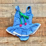 Florence Eiseman Blue Cherry Print Swimsuit- Size ~9M (see notes)