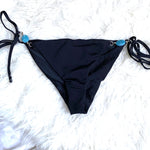 Azure Swim Black Beaded Sides Bikini Bottoms- Size S (BOTTOMS ONLY)