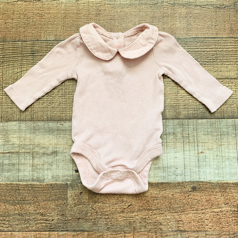 Baby Gap Pink Ribbed Collared Onesie- Size 0-3M