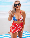 ChinFin Red and White Polka Dot Beach Wrap Skirt- Size XS/S/M