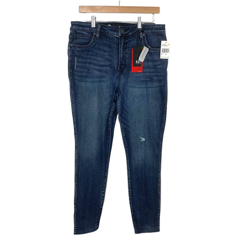 Kut From the Kloth High Rise Connie Fab Ab Raw Hem Ankle Skinny Jeans NWT- Size 12 (Inseam 27")