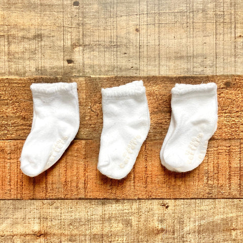 Carter's Three Sets of White Scalloped Cuff Socks- Size 12-24M