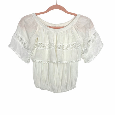 No Brand Ivory Off the Shoulder Crochet Top- Size S