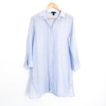 J Crew Blue Striped Button Up Sheer Light Weight Tunic/Cover Up- Size L