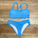 Pink Lily Blue Ruffle Bikini Bottoms- Size L (sold out online, we have matching top)