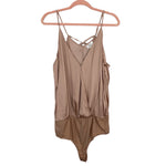 Amaryllis x Tayshia Tan Front Snap Adjustable Tie Strap Bodysuit NWT- Size XL