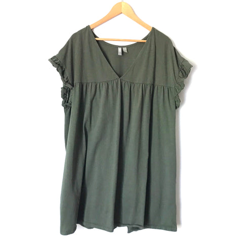 ASOS Green Cap Ruffle Sleeve Dress- Size 14