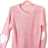 No Brand Pink Heart Knit Sweater- Size ~ M