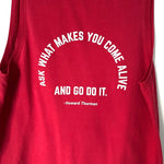 Soul Honey Red “Ask What Makes You Come Alive” Graphic Tank Top- Size ~S (See Notes)