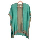 Top it Off Mint/Taupe Poncho Cardigan- Size ~XL (see notes)