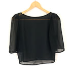 American Apparel Black Sheer Chiffon Crop Blouse With Shoulder Pad Detail- Size XS