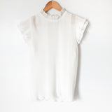 Gibson White Pleated Ruffle Cap Sleeve Blouse- Size XS