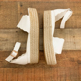 Bamboo White Ankle Wrap Espadrille Sandals- Size 10