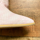 No Brand Pink Crocodile Embossed Zipper Cowboy Boots with Cut Out Heel- Size 37/US 7 (see notes)