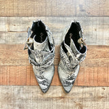 Qupid Snakeskin Leather Cutout Side Buckle Zip Up Booties- Size 7