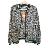 Kori Wildflower Black Leopard Bomber Jacket NWT- Size S