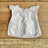 Little English White Floral Embroidered Button Up Top- Size 3M