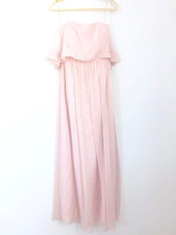 Lela Rose Light Pink Chiffon Strapless Dress- Size ~S