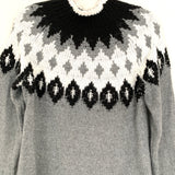 LOFT Grey Wool Blend Sweater with Diamond Pattern- Size L