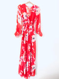 Pink Lily Floral Coral Maxi- Size S