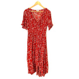 Kori Rust Floral Hi Low Midi Dress- Size S