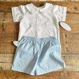 Lullaby Set White Button Up Back Top/Blue Shorts NWT- Size 3T