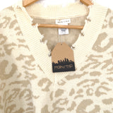 Main Strip Ivory Cheetah V-neck Sweater NWT- Size S