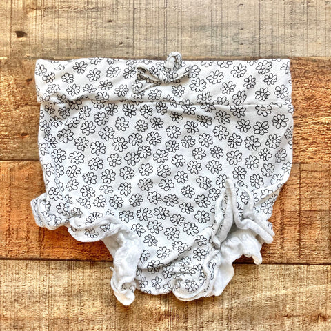 Angel Dear White with Black Flowers Ruffle Trim Bloomers- Size 6-12M