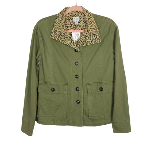 Peyton Jensen Olive/Animal Print Lining Safari Jacket NWT- Size XS