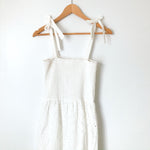 Everly White Cotton Eyelet Sundress, Fitted Top With Tie Straps- Size S