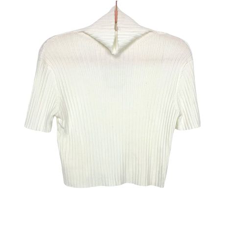 Olivaceous Ivory Ribbed Mock Neck Cropped Sweater Top NWT- Size S