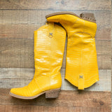 Sam Edelman Yellow Croc Western Boots- Size 7