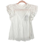 Universal Thread White Eyelet Flutter Sleeve Top NWT- Size S