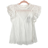 Universal Thread White Eyelet Flutter Sleeve Top NWT- Size S