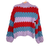 Forever 21 Purple/Red/Blue Cable Knit Sweater- Size M