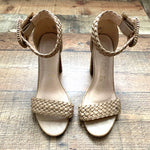CCOCCI Taupe Braided Strap Ankle Buckle Heels- Size 9