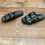 Vici Black Faux Leather Double Strap Buckle Sandals- Size 7.5 (sold out online)