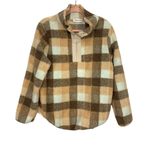 Goodnight Macaroon Cream/Pink/Brown Plaid Pullover- Size S