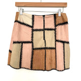 Gianni Binni Pink And Tan With Black Stiching Suede Like Mini Skirt NWT- Size S