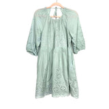 Listicle Seafoam Green Eyelet Tie Back Dress- Size L