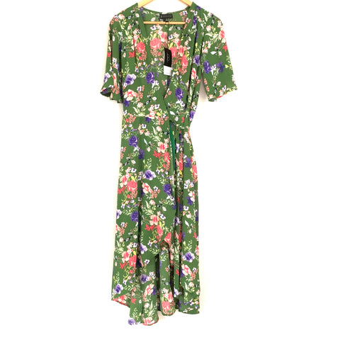 Bobeau Green Floral Midi Wrap Dress NWT- Size XS