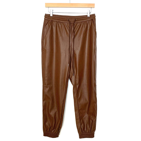 A New Day Brown Leather Drawstring Waist Joggers NWT- Size XS (Inseam 26”)