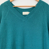 Dreamers Teal V Neck Knit Sweater- Size S/M