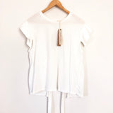 Mustard Seed White Ruffle Sleeve Tee with Exposed Tie Back NWT- Size M