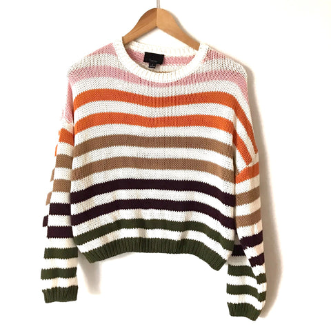 Lumiere Colorful Striped Cropped Sweater- Size S