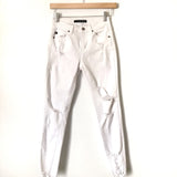 Kancan White Distressed Raw Hem Jeans- Size 25 (Inseam 25”)