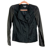 VINCE Black Lamb Leather Sleeve Asymmetrical Zipper Jacket- Size 2